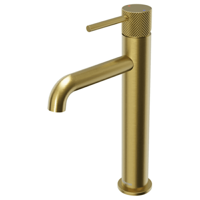 Tryst Single-Handle Single Hole Vessel Bathroom Faucet with Matching Pop-up Drain, Brushed Gold Main - Image