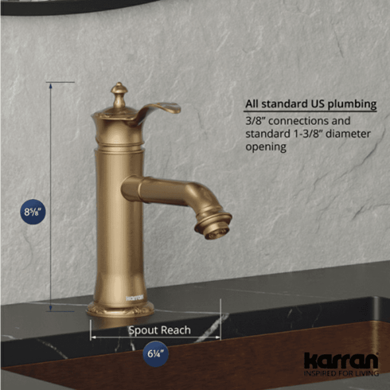Vineyard Single-Handle Single Hole Basin Bathroom Faucet with Matching Pop-up Drain, Brushed Copper Alt 4 - Image