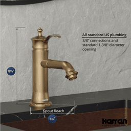 Vineyard Single-Handle Single Hole Basin Bathroom Faucet with Matching Pop-up Drain, Brushed Copper Alt 4 - Image