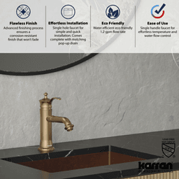 Vineyard Single-Handle Single Hole Basin Bathroom Faucet with Matching Pop-up Drain, Brushed Copper Alt 5 - Image