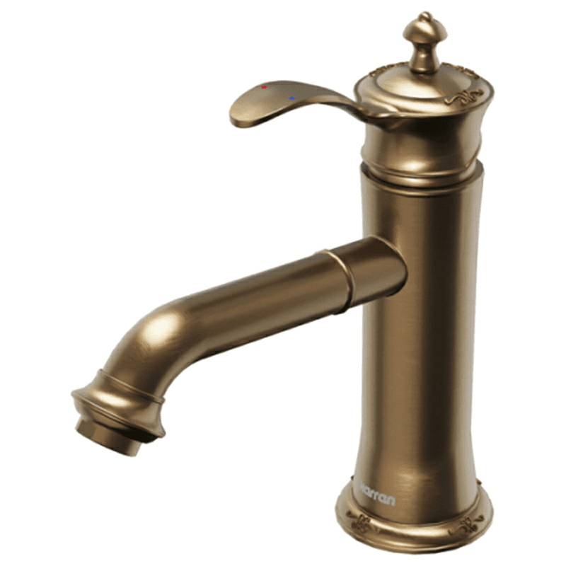 Vineyard Single-Handle Single Hole Basin Bathroom Faucet with Matching Pop-up Drain, Brushed Copper Main - Image