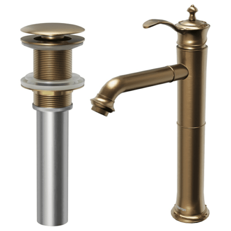 Vineyard Single-Handle Single Hole Vessel Bathroom Faucet with Matching Pop-up Drain, Brushed Copper Alt 1 - Image