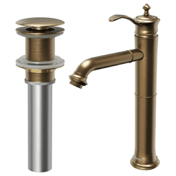 Vineyard Single-Handle Single Hole Vessel Bathroom Faucet with Matching Pop-up Drain, Brushed Copper Alt 1 - Image