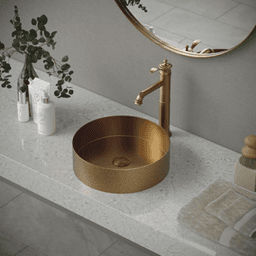 Vineyard Single-Handle Single Hole Vessel Bathroom Faucet with Matching Pop-up Drain, Brushed Copper Alt 2 - Image