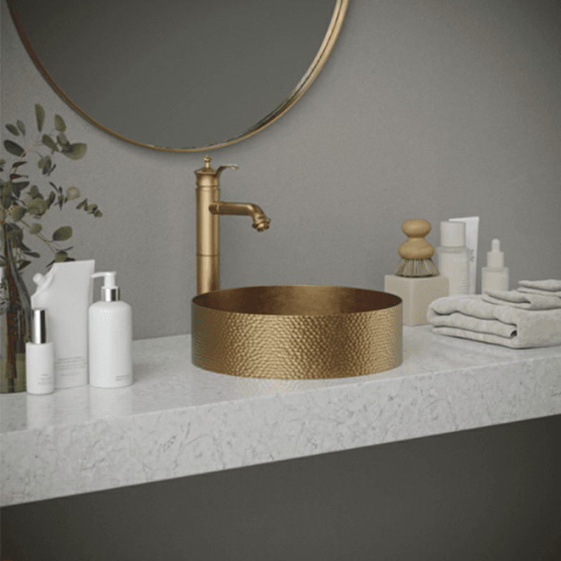Vineyard Single-Handle Single Hole Vessel Bathroom Faucet with Matching Pop-up Drain, Brushed Copper Alt 3 - Image