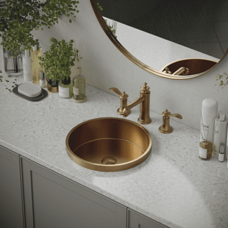 Vineyard Double-Handle Three Hole Widespread Bathroom Faucet with Matching Pop-up Drain, Brushed Copper Alt 2 - Image