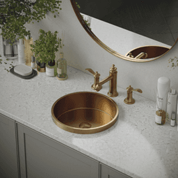 Vineyard Double-Handle Three Hole Widespread Bathroom Faucet with Matching Pop-up Drain, Brushed Copper Alt 2 - Image