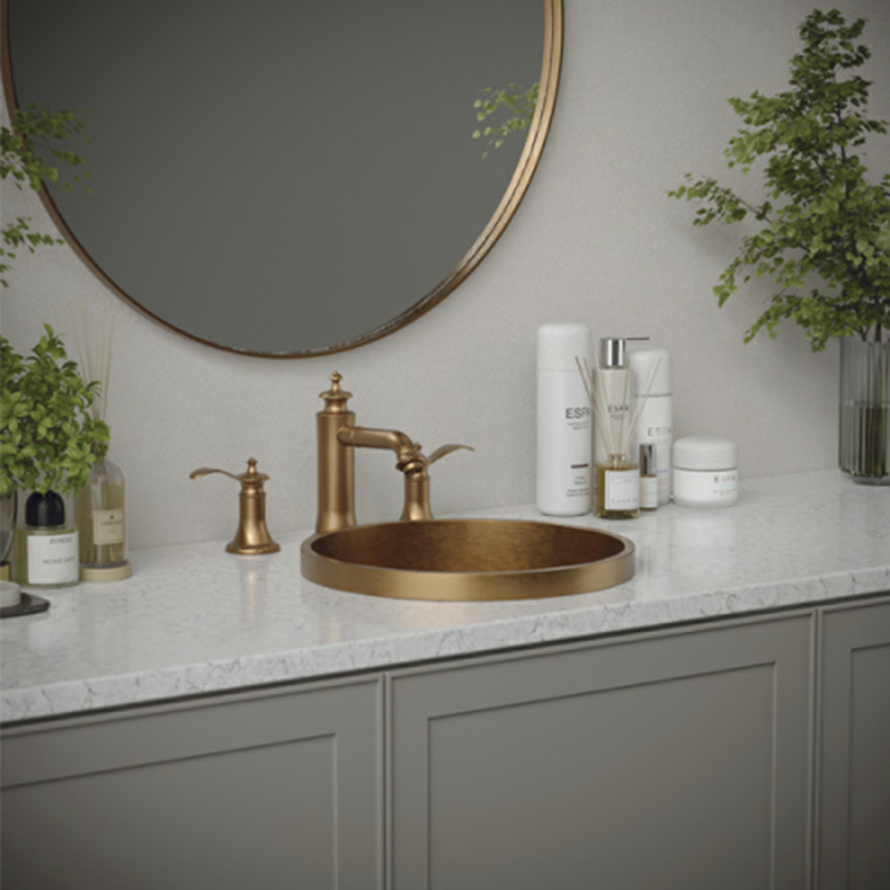 Vineyard Double-Handle Three Hole Widespread Bathroom Faucet with Matching Pop-up Drain, Gold Alt 3 - Image