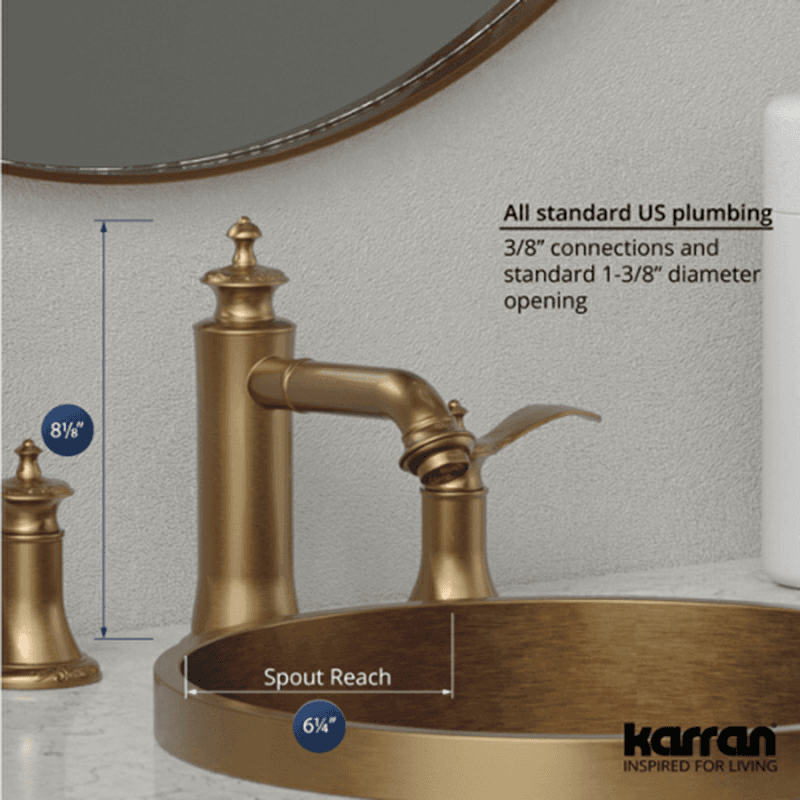 Vineyard Double-Handle Three Hole Widespread Bathroom Faucet with Matching Pop-up Drain, Brushed Copper Alt 4 - Image