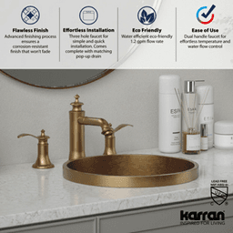 Vineyard Double-Handle Three Hole Widespread Bathroom Faucet with Matching Pop-up Drain, Brushed Copper Alt 5 - Image