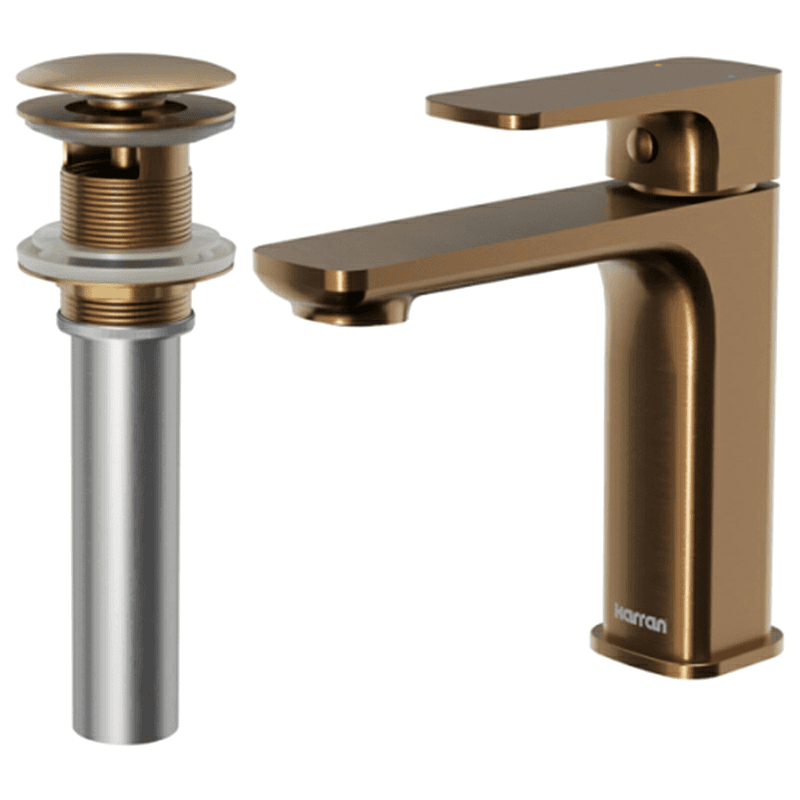 Venda Single-Handle Single Hole Basin Bathroom Faucet with Matching Pop-up Drain, Brushed Copper Alt 1 - Image
