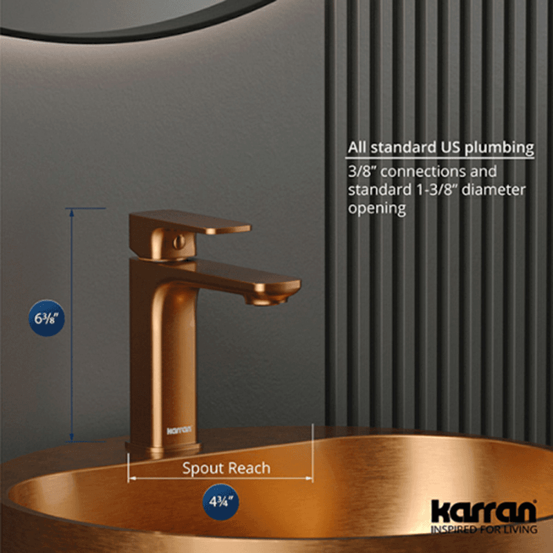 Venda Single-Handle Single Hole Basin Bathroom Faucet with Matching Pop-up Drain, Brushed Copper Alt 4 - Image