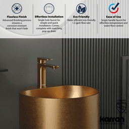 Venda Single-Handle Single Hole Basin Bathroom Faucet with Matching Pop-up Drain, Brushed Copper Alt 5 - Image