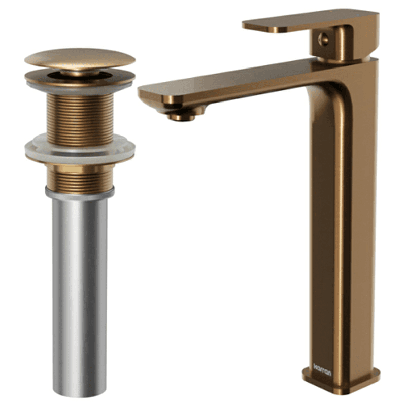 Venda Single-Handle Single Hole Vessel Bathroom Faucet with Matching Pop-up Drain, Brushed Copper Alt 1 - Image