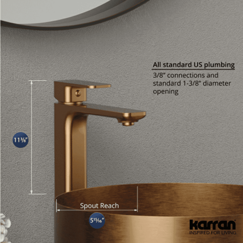 Venda Single-Handle Single Hole Vessel Bathroom Faucet with Matching Pop-up Drain, Brushed Copper Alt 4 - Image