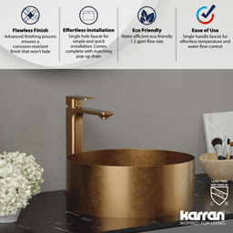 Venda Single-Handle Single Hole Vessel Bathroom Faucet with Matching Pop-up Drain, Brushed Copper Alt 5 - Image