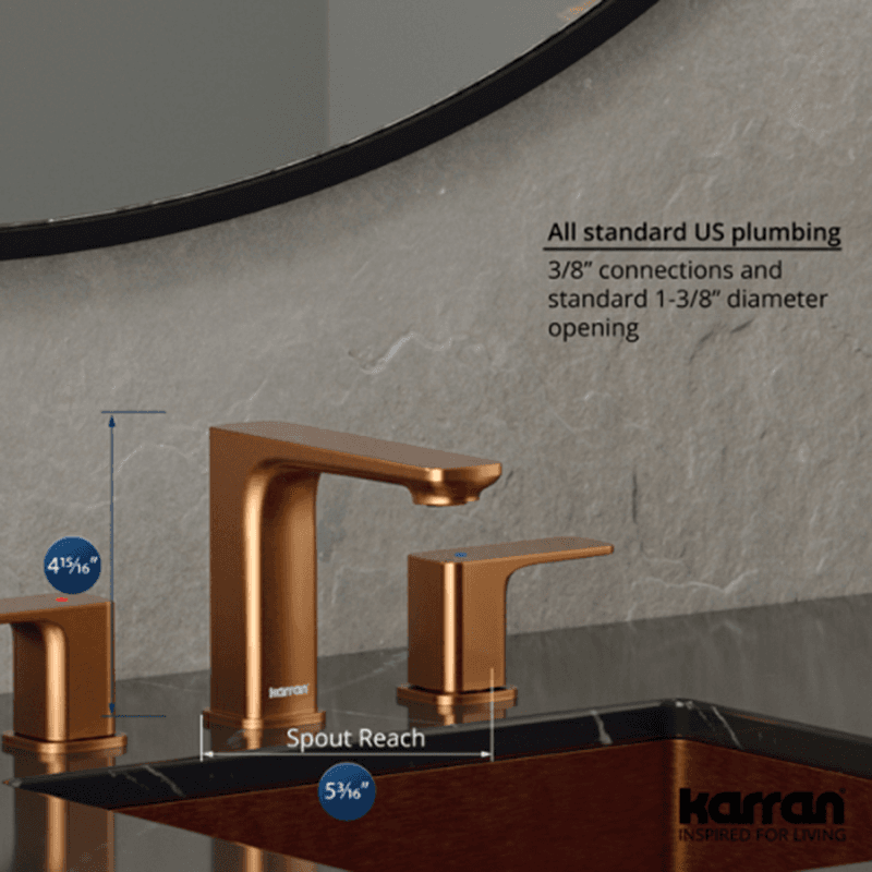 Venda Double-Handle Three Hole Widespread Bathroom Faucet with Matching Pop-up Drain, Brushed Copper Alt 4 - Image