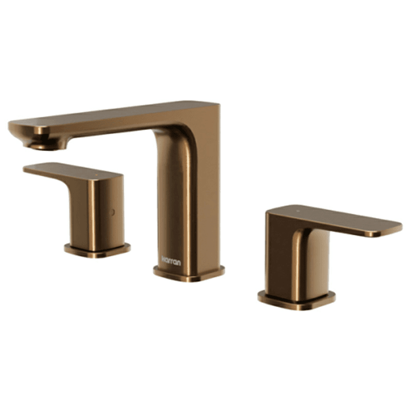Venda Double-Handle Three Hole Widespread Bathroom Faucet with Matching Pop-up Drain, Brushed Copper Main - Image