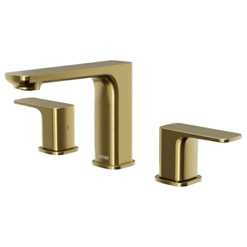 Venda Double-Handle Three Hole Widespread Bathroom Faucet with Matching Pop-up Drain, Brushed Gold Main - Image