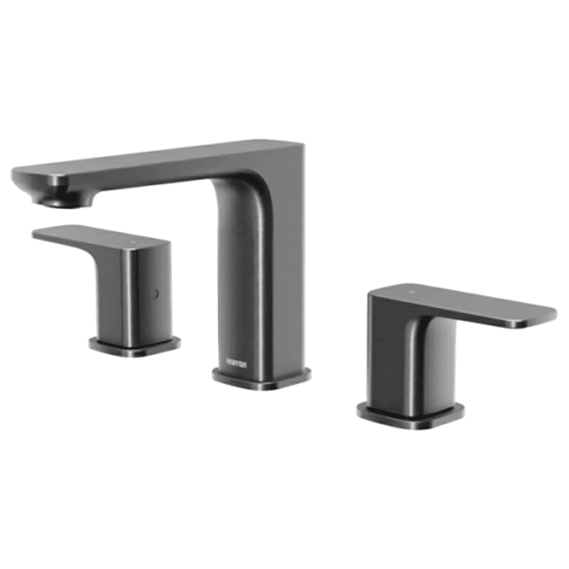 Venda Double-Handle Three Hole Widespread Bathroom Faucet with Matching Pop-up Drain, Gunmetal Gray Main - Image