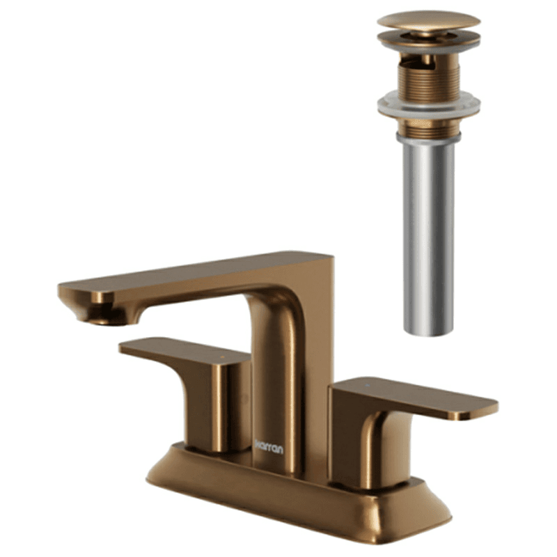 Venda Double-Handle Two Hole Centerset Faucet Bathroom Faucet with Matching Pop-up Drain, Gold Alt 1 - Image