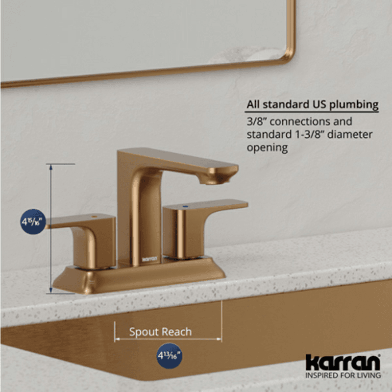 Venda Double-Handle Two Hole Centerset Faucet Bathroom Faucet with Matching Pop-up Drain, Gold Alt 4 - Image