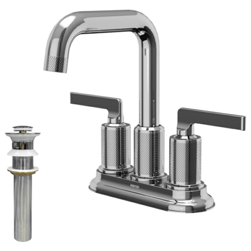 Gillingham Double-Handle 4" Centerset Bathroom Faucet with Matching Pop-up Drain, Gold Alt 1 - Image