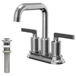 Gillingham Double-Handle 4" Centerset Bathroom Faucet with Matching Pop-up Drain, Gold Alt 1 - Image