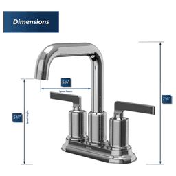 Gillingham Double-Handle 4" Centerset Bathroom Faucet with Matching Pop-up Drain, Gold Alt 4 - Image