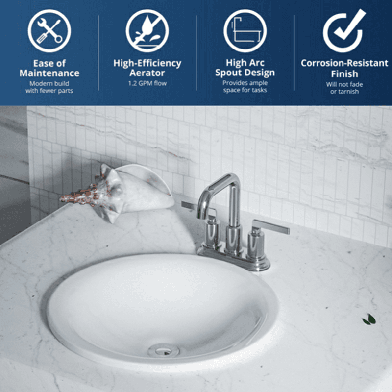 Gillingham Double-Handle 4" Centerset Bathroom Faucet with Matching Pop-up Drain, Gold Alt 5 - Image