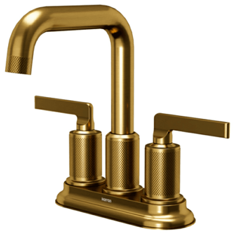Gillingham Double-Handle 4" Centerset Bathroom Faucet with Matching Pop-up Drain, Gold Main - Image