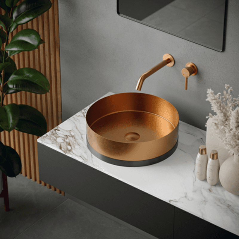 Grantham Single-Handle Wall-Mount Bathroom Faucet, Brushed Copper Alt 1 - Image