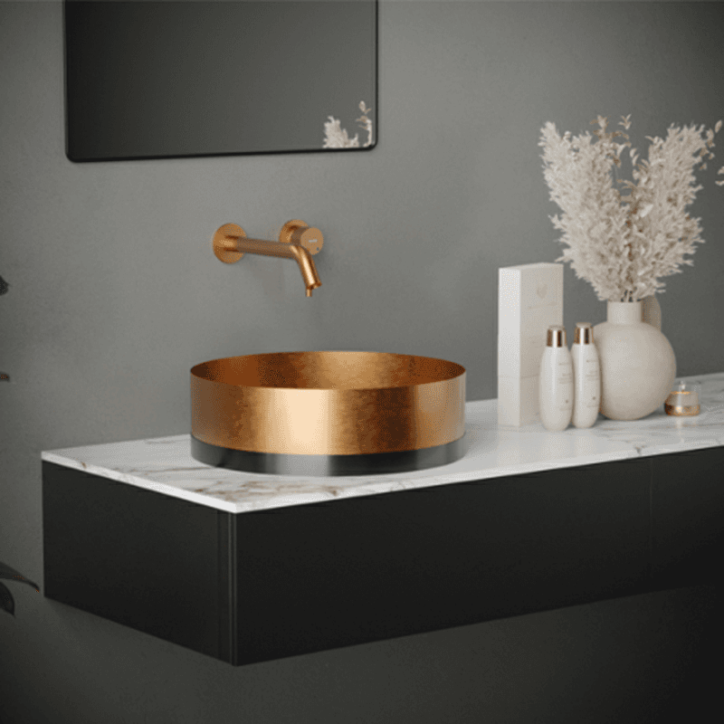 Grantham Single-Handle Wall-Mount Bathroom Faucet, Brushed Copper Alt 2 - Image