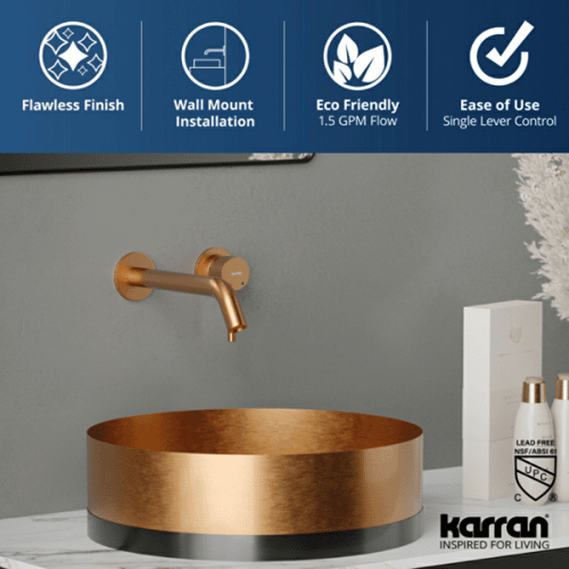 Grantham Single-Handle Wall-Mount Bathroom Faucet, Brushed Copper Alt 4 - Image