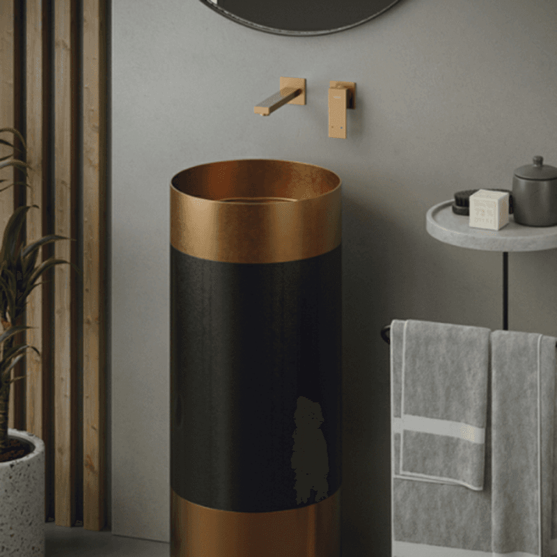 Alberton Single-Handle Wall-Mount Bathroom Faucet, Brushed Copper Alt 1 - Image
