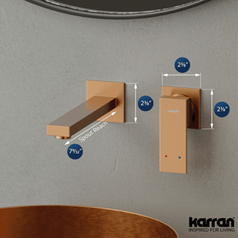 Alberton Single-Handle Wall-Mount Bathroom Faucet, Brushed Copper Alt 3 - Image