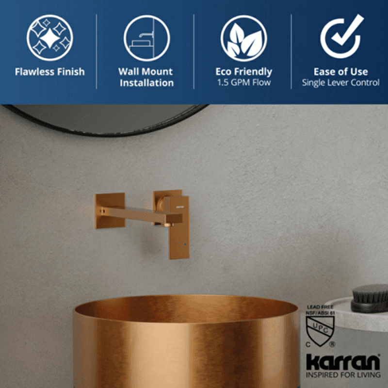 Alberton Single-Handle Wall-Mount Bathroom Faucet, Brushed Copper Alt 4 - Image