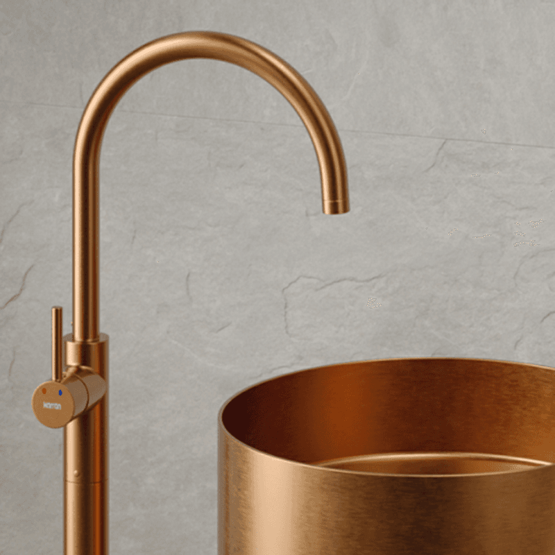 Howick Single-Handle Freestanding Bathroom Faucet, Stainless Steel Alt 1 - Image