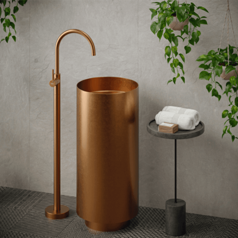 Howick Single-Handle Freestanding Bathroom Faucet, Stainless Steel Alt 2 - Image