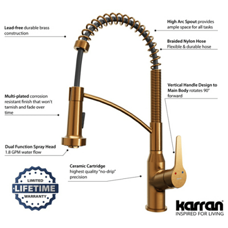 Scottsdale Single-Handle Pull-Down Sprayer Kitchen Faucet, Brushed Copper Alt 3 - Image