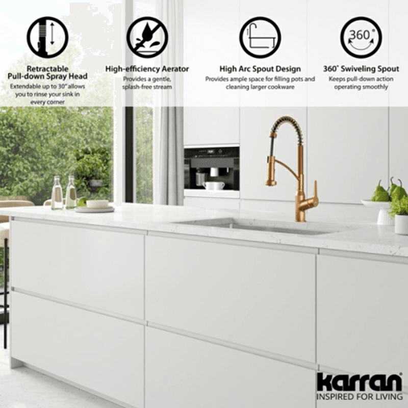Scottsdale Single-Handle Pull-Down Sprayer Kitchen Faucet, Gold Alt 4 - Image