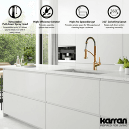 Scottsdale Single-Handle Pull-Down Sprayer Kitchen Faucet, Gold Alt 4 - Image