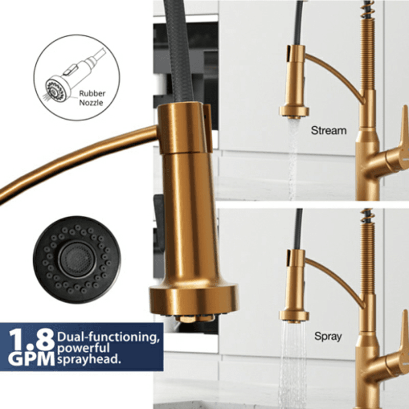 Scottsdale Single-Handle Pull-Down Sprayer Kitchen Faucet, Brushed Copper Alt 5 - Image