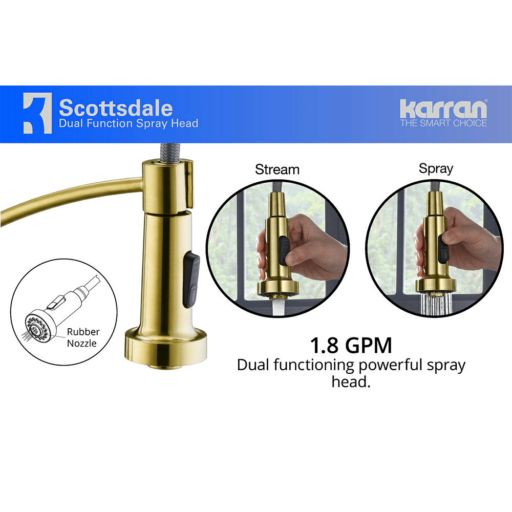 Karran Scottsdale pull-down kitchen faucet with single lever handle and vertical design