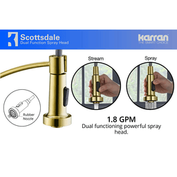 Karran Scottsdale pull-down kitchen faucet with single lever handle and vertical design