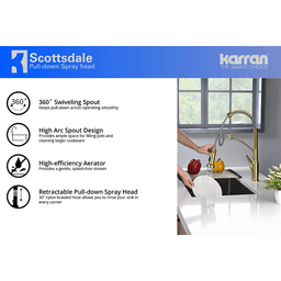 Stainless steel Scottsdale single-handle pull-down kitchen faucet with dual-function sprayer by Karran