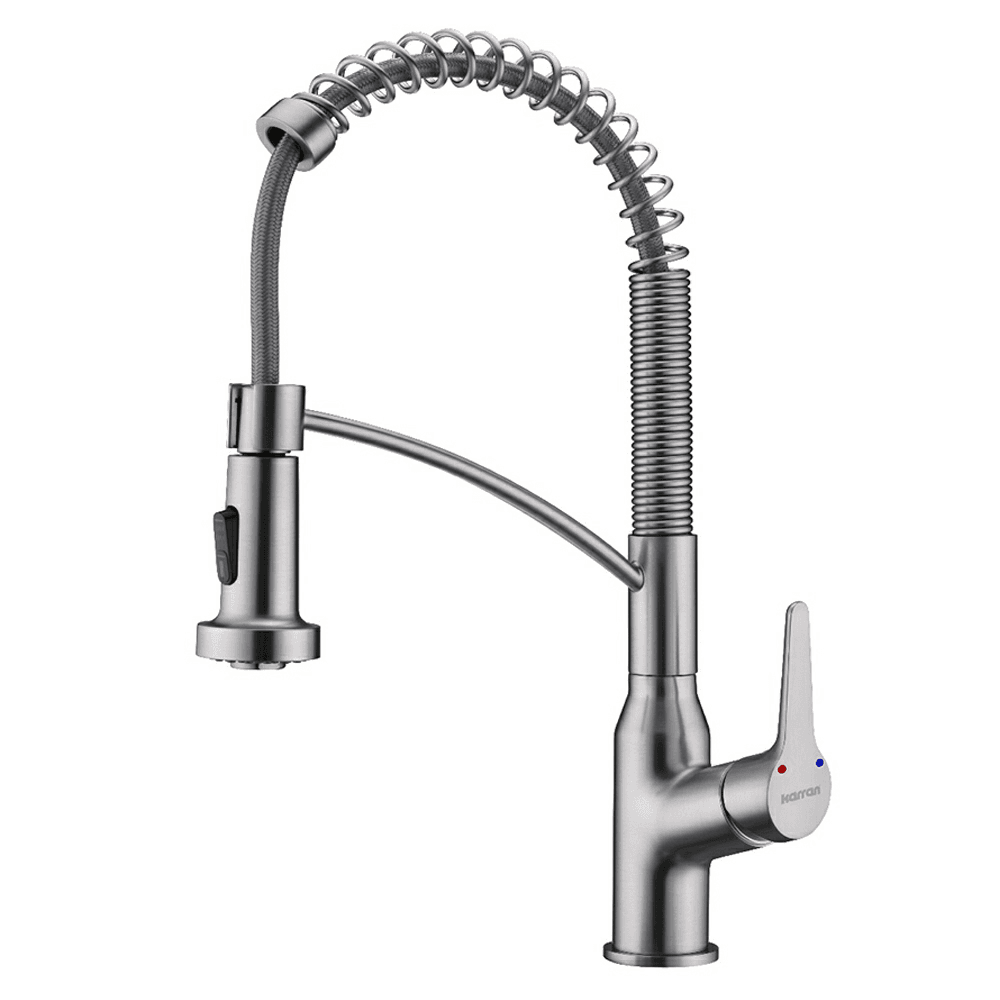 Brushed gold finish Scottsdale single-handle pull-down kitchen faucet with dual-function sprayer by Karran