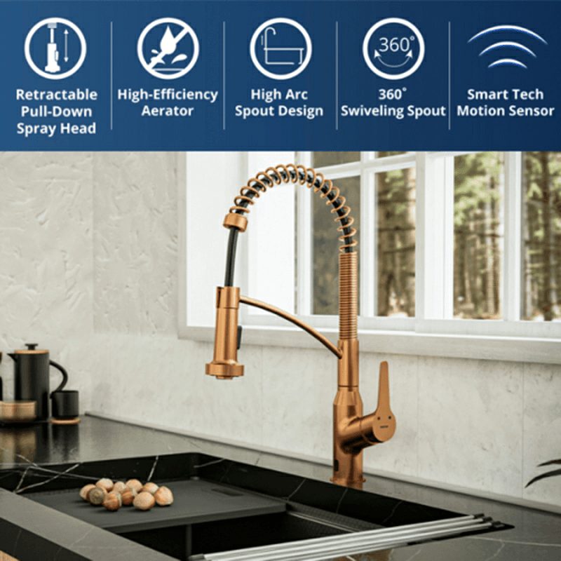 Alston Touchless Single-Handle Pull-Down Sprayer Kitchen Faucet, Brushed Copper Alt 2 - Image