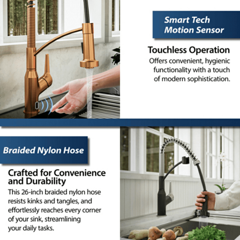 Alston Touchless Single-Handle Pull-Down Sprayer Kitchen Faucet, Brushed Copper Alt 5 - Image
