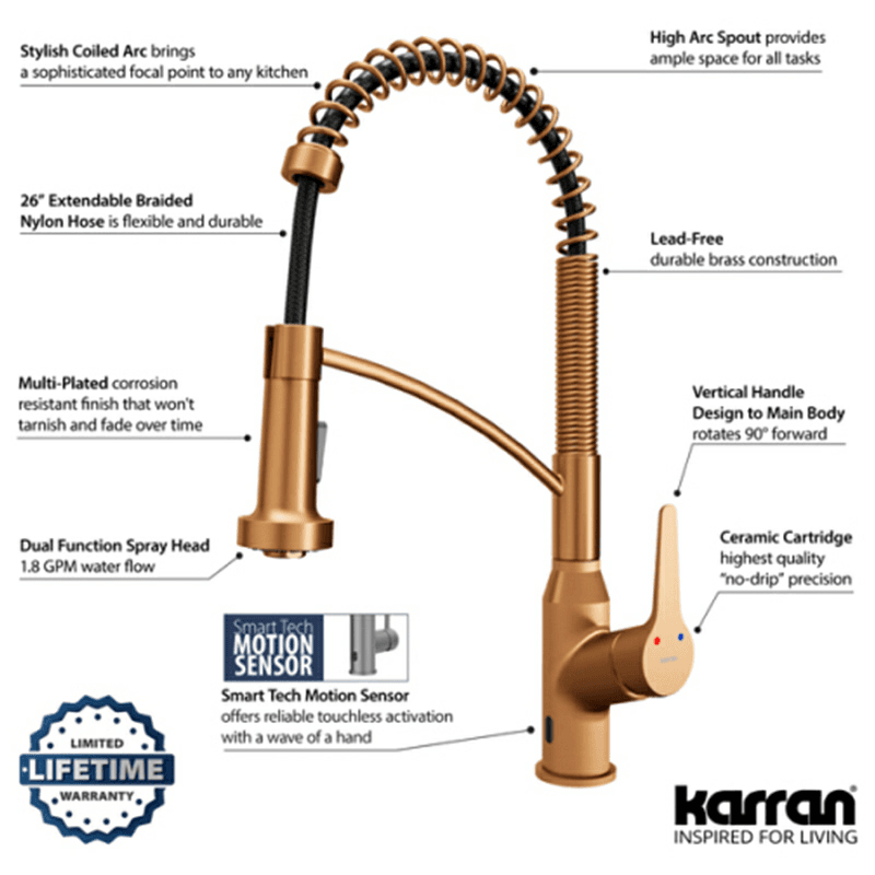 Alston Touchless Single-Handle Pull-Down Sprayer Kitchen Faucet, Brushed Copper Alt 6 - Image